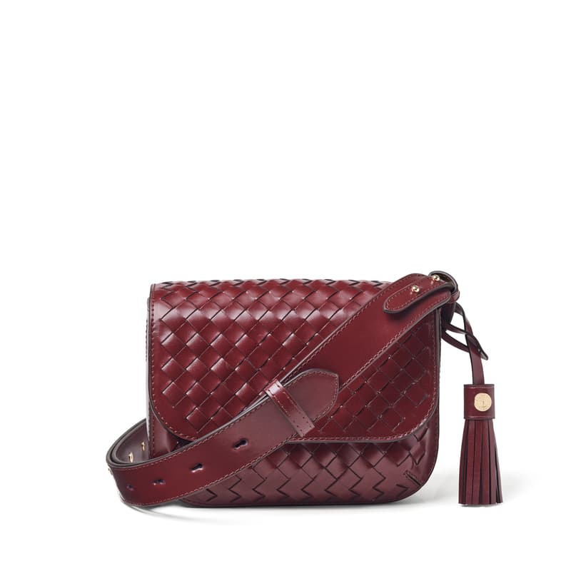 Ella Crossbody in Merlot Woven Leather