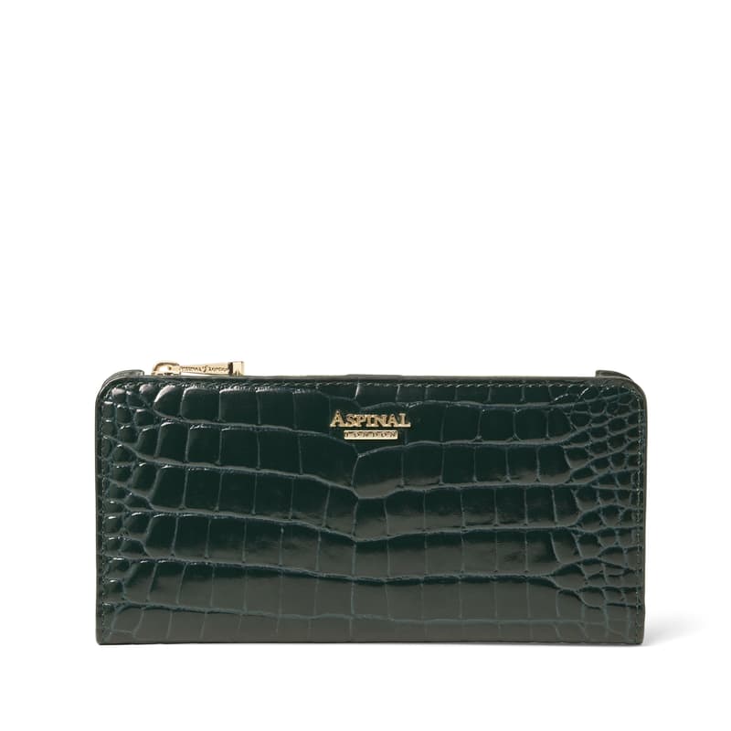 Mayfair Large Credit Card Wallet in Evergreen Patent Croc