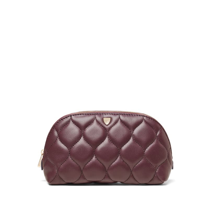 Classic Makeup Case in Fig Quilted Nappa
