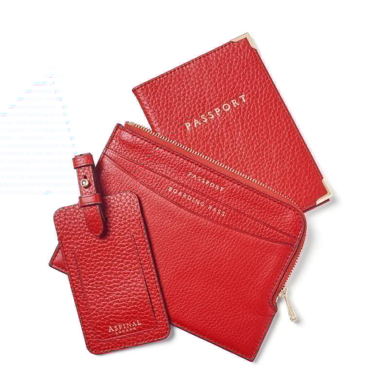 Zipped Travel Collection in Cardinal Red Pebble