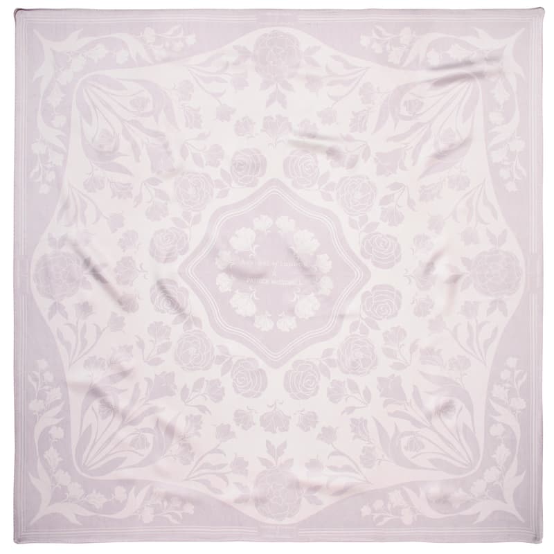 Lancashire Rose Silk Scarf in White Pure Silk
