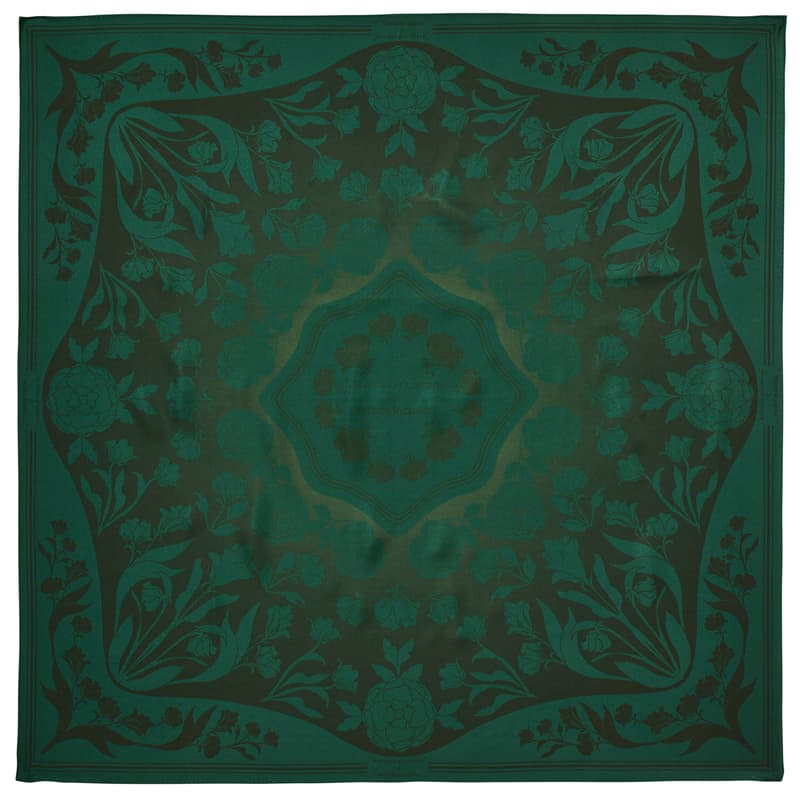 Lancashire Rose Silk Scarf in Emerald Pure Silk