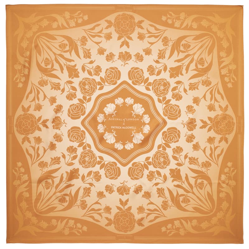 Lancashire Rose Silk Scarf in Gold Pure Silk