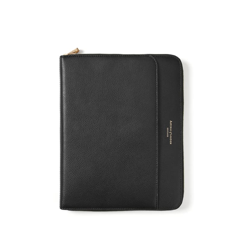 A5 Organiser Portfolio in Black Soft Saffiano