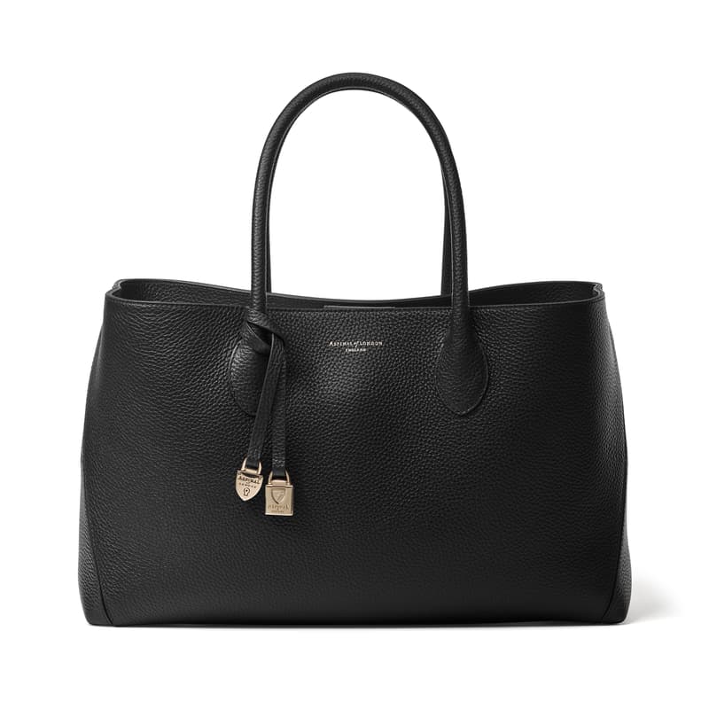 Tote in Black Pebble with Engravable Charm