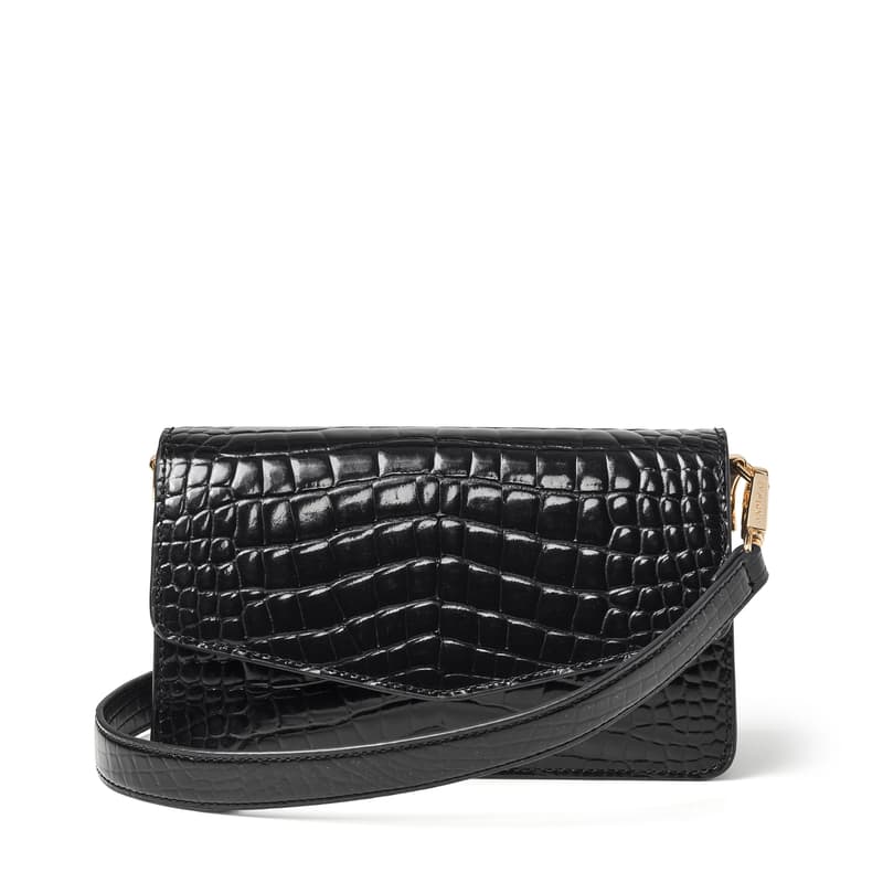 Eliza Clutch in Black Patent Croc