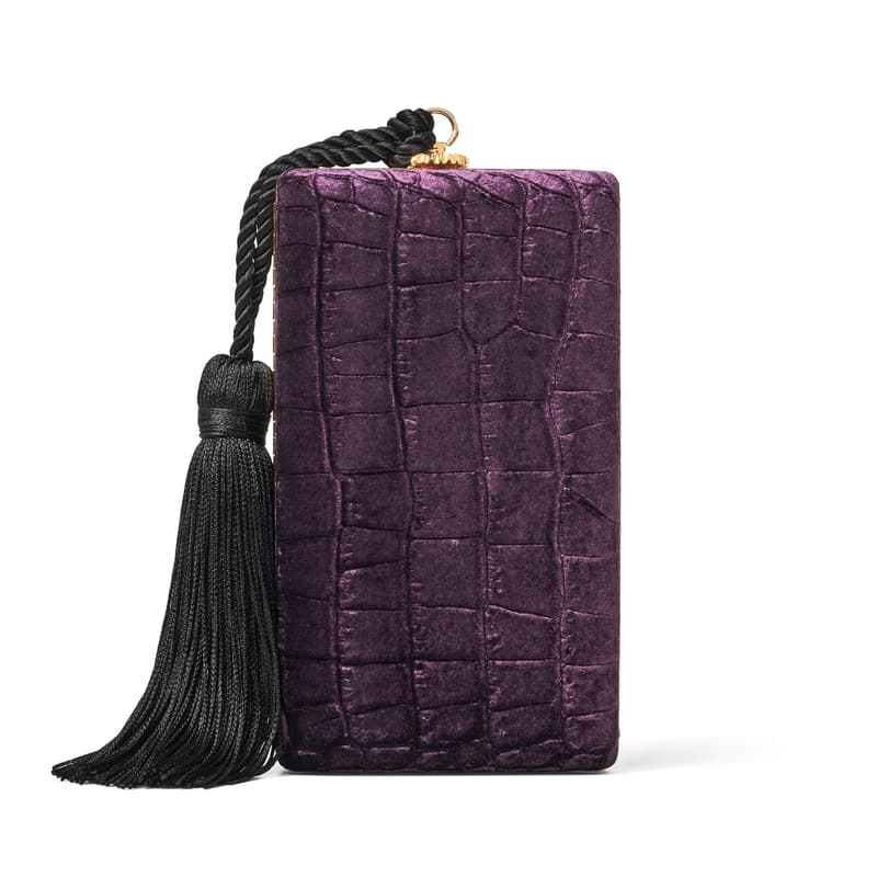 Paloma Box Clutch in Fig Velvet Croc