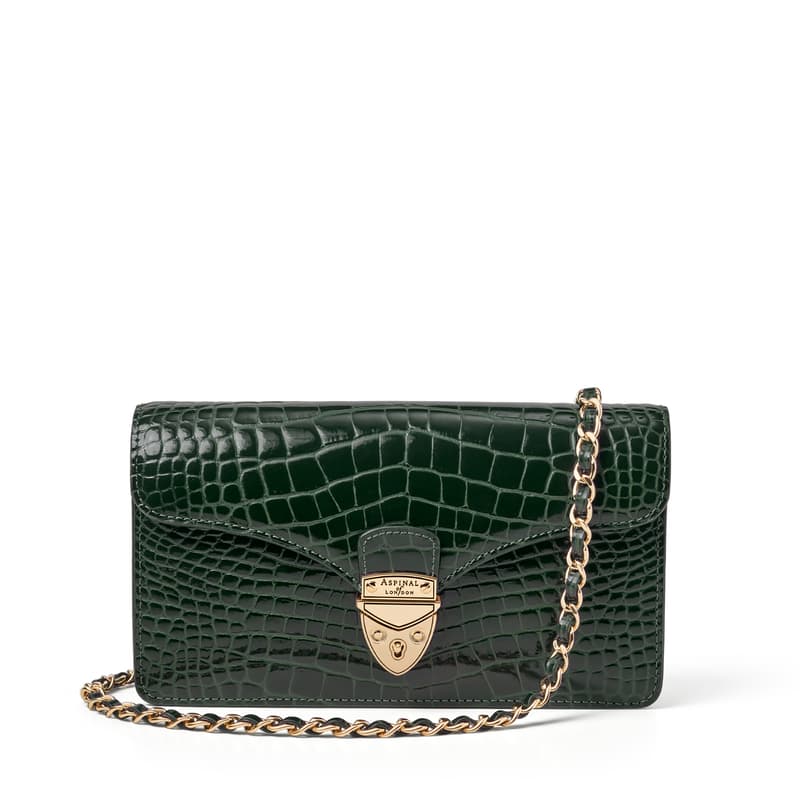 Mayfair Clutch in Evergreen Patent Croc