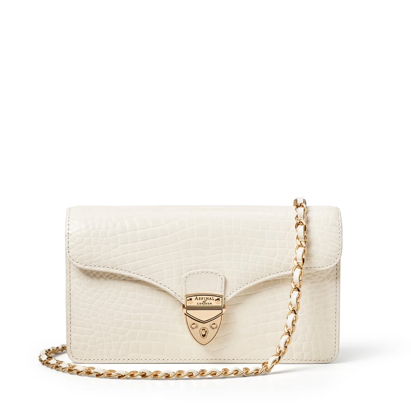 Mayfair Clutch in Ivory Patent Croc