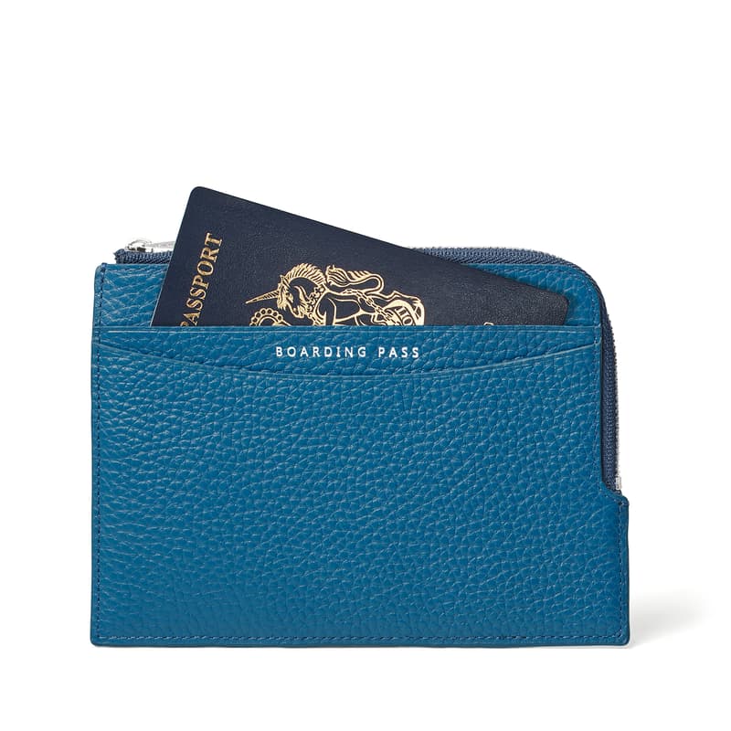 Zipped Travel Wallet in Topaz Pebble
