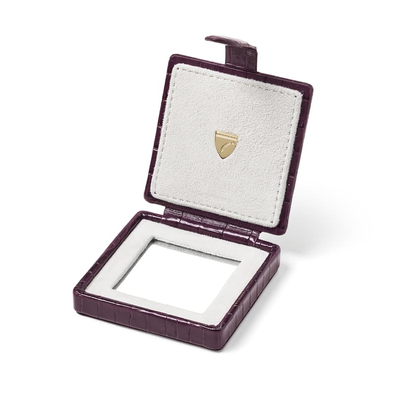 Compact Mirror in Deep Shine Fig Small Croc