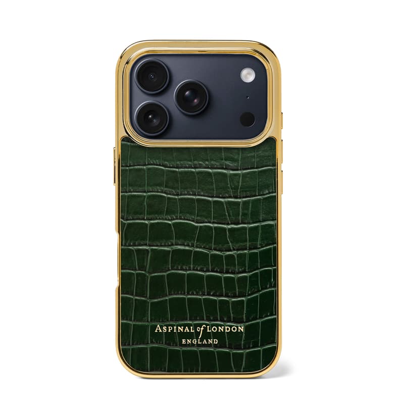 iPhone 17 Pro Case in Deep Shine Evergreen Small Croc