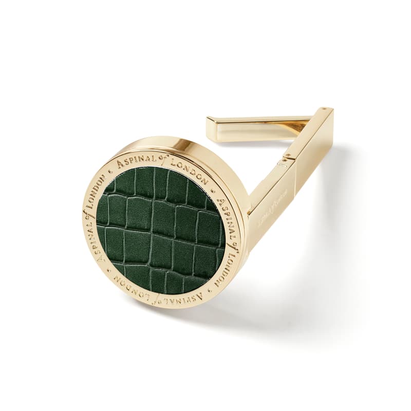 Foldable Purse Hook in Deep Shine Evergreen Small Croc