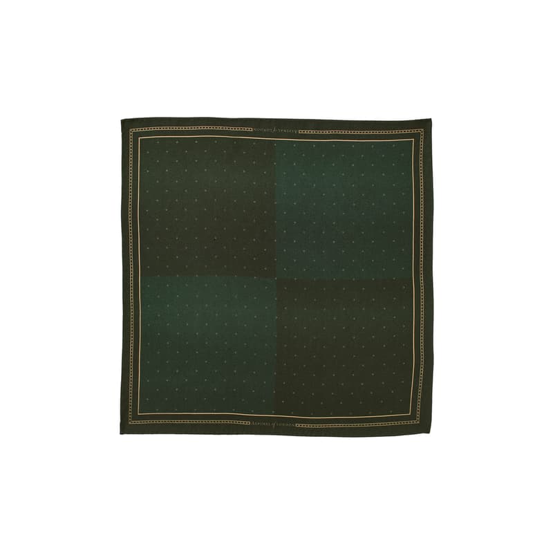 Pocket Square in Quadrant Evergreen Pure Silk