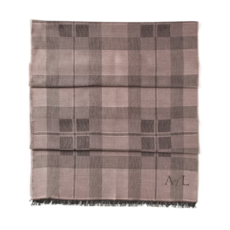 Silk Tartan Stole in Putty Pure Silk