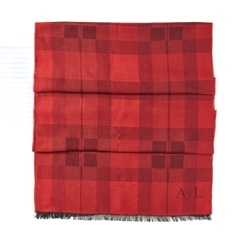 Silk Tartan Stole in Cardinal Red Pure Silk