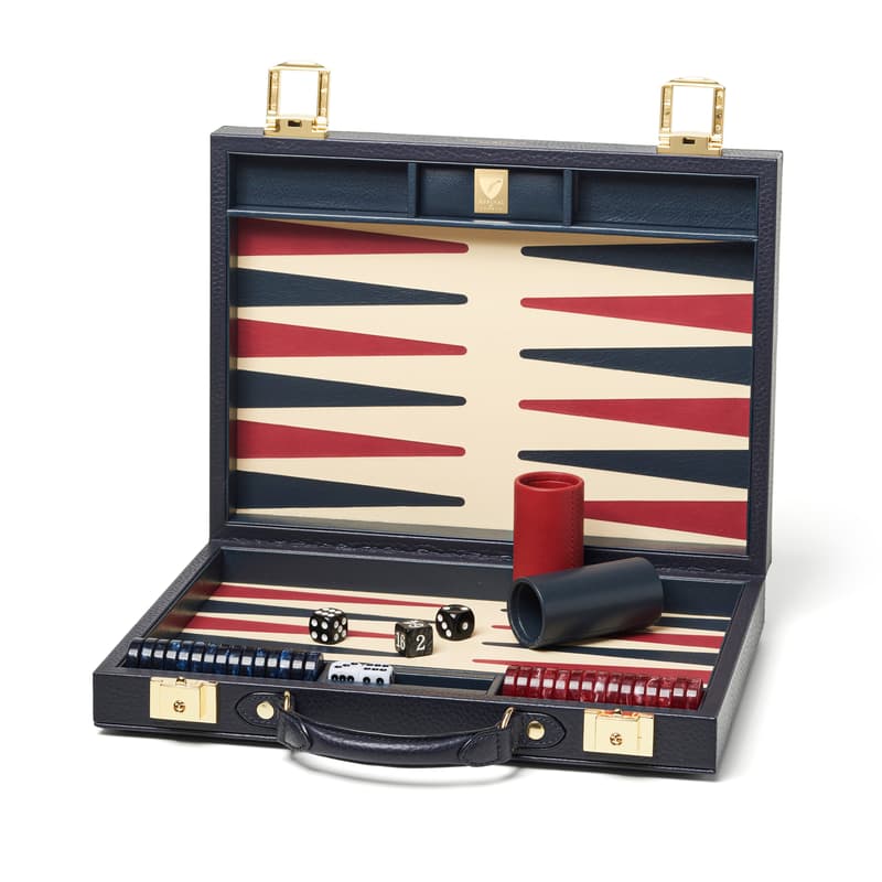 13-inch Backgammon Set in Navy Pebble
