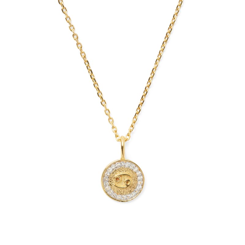 Cancer Zodiac Pendant Necklace in 18ct Gold Vermeil