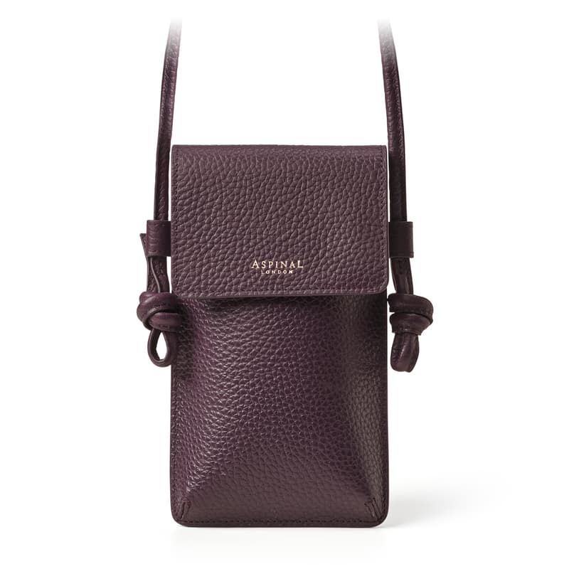 Ella Crossbody Phone Pouch in Fig Pebble