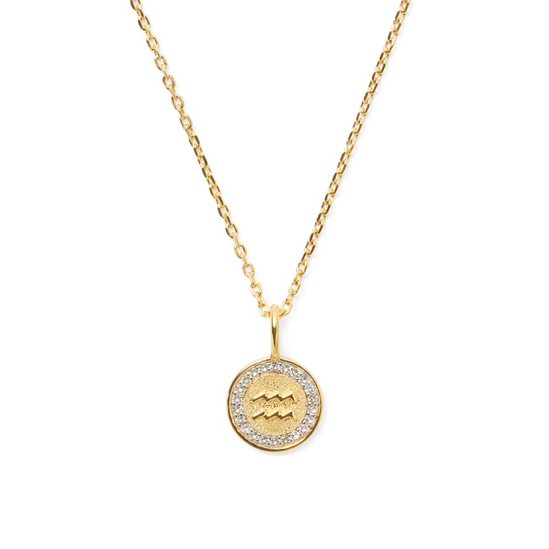 Aquarius Zodiac Pendant Necklace in 18ct Gold Vermeil