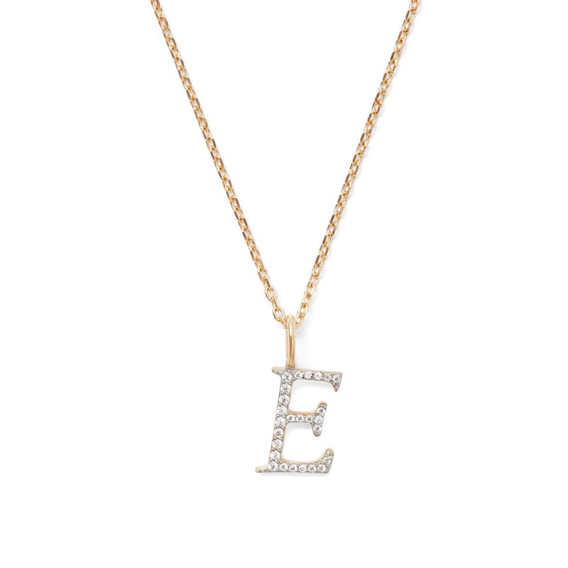 Diamond Initial Necklace in 14ct Gold - Letter E