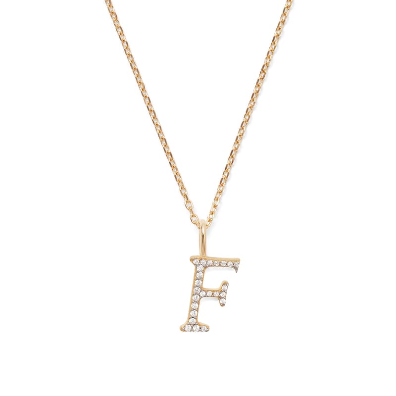 Diamond Initial Necklace in 14ct Gold - Letter F