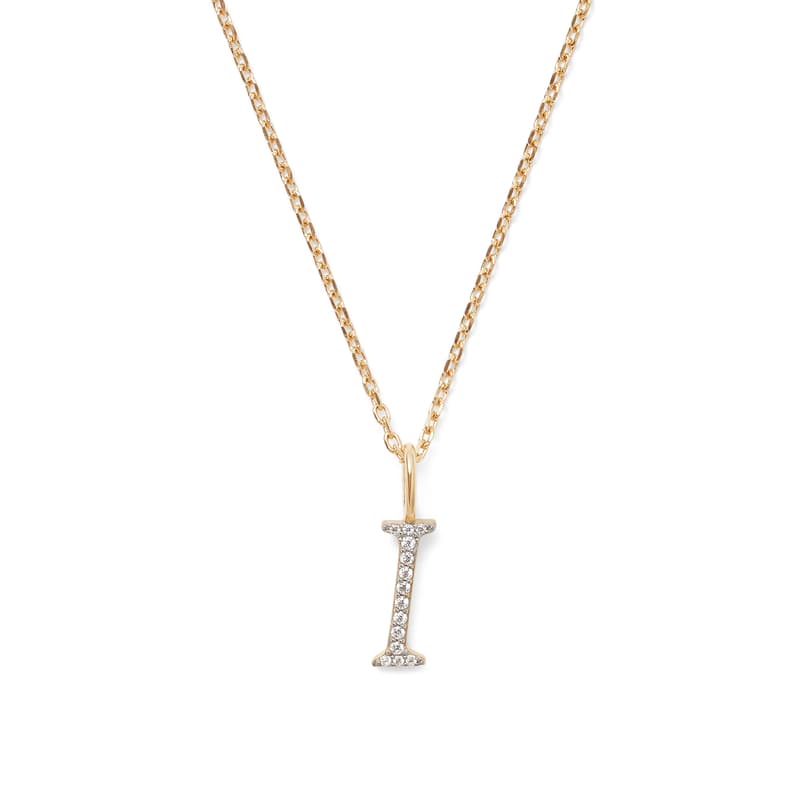 Diamond Initial Necklace in 14ct Gold - Letter I