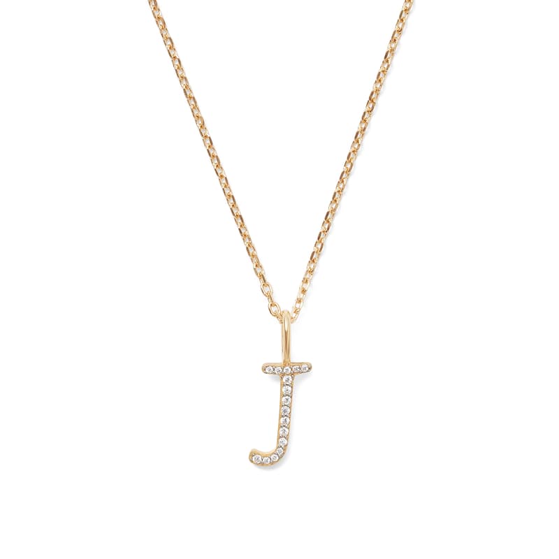 Diamond Initial Necklace in 14ct Gold - Letter J