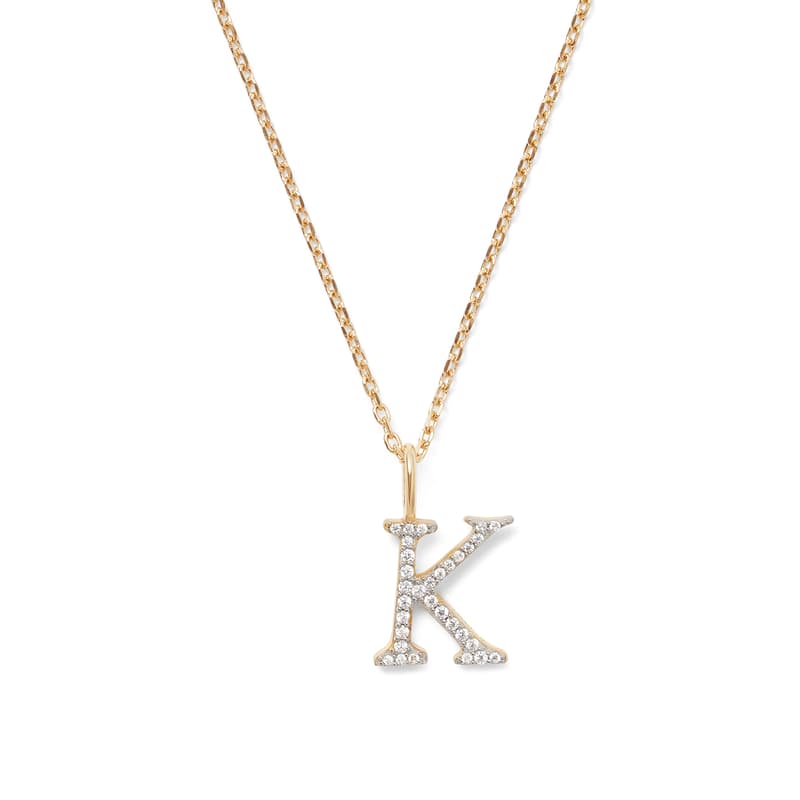 Diamond Initial Necklace in 14ct Gold - Letter K