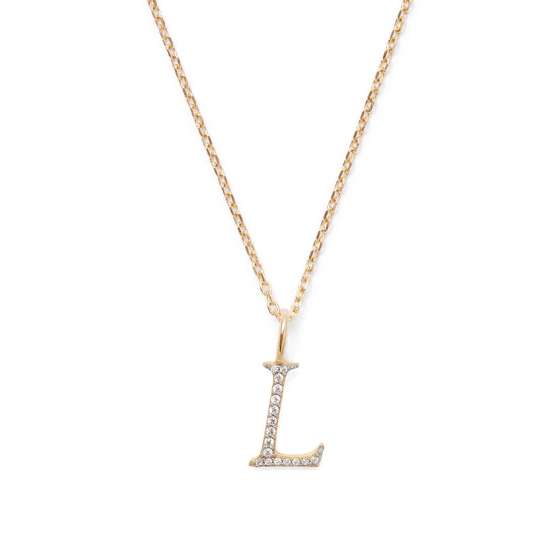 Diamond Initial Necklace in 14ct Gold - Letter L