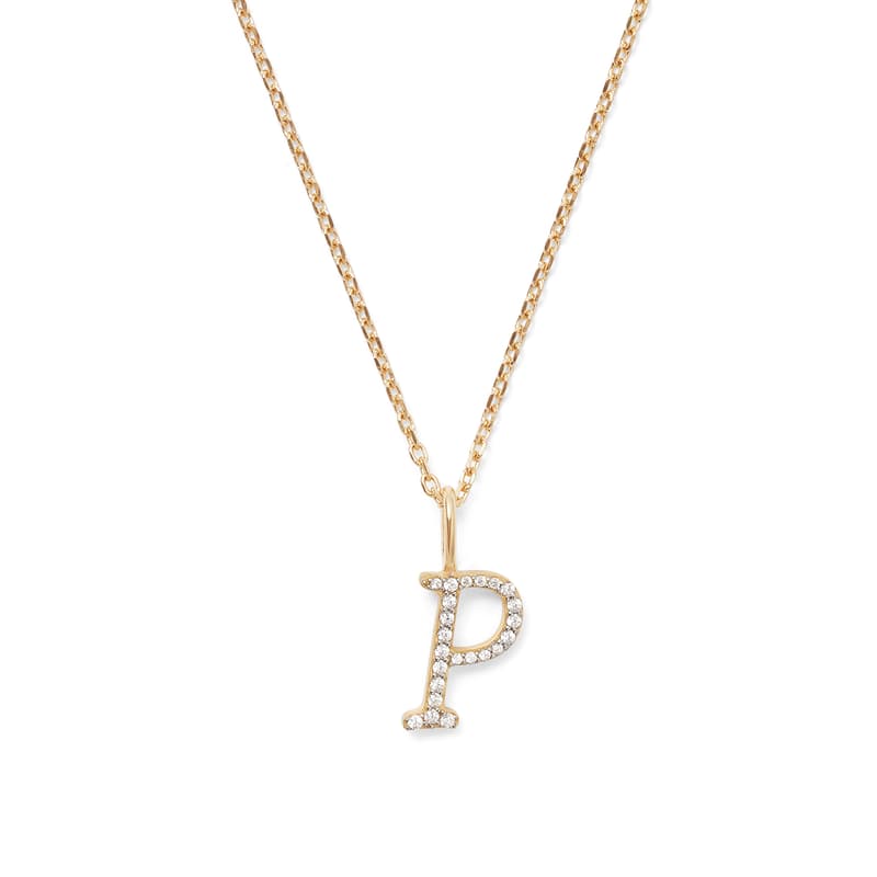 Diamond Initial Necklace in 14ct Gold - Letter P