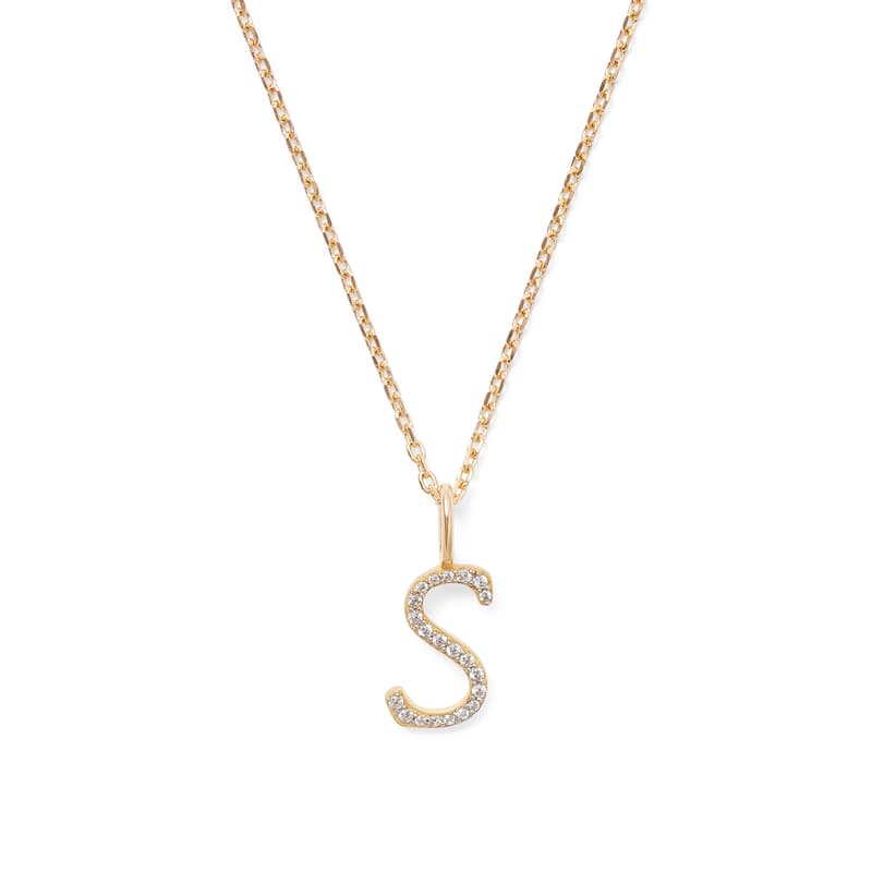 Diamond Initial Necklace in 14ct Gold - Letter S