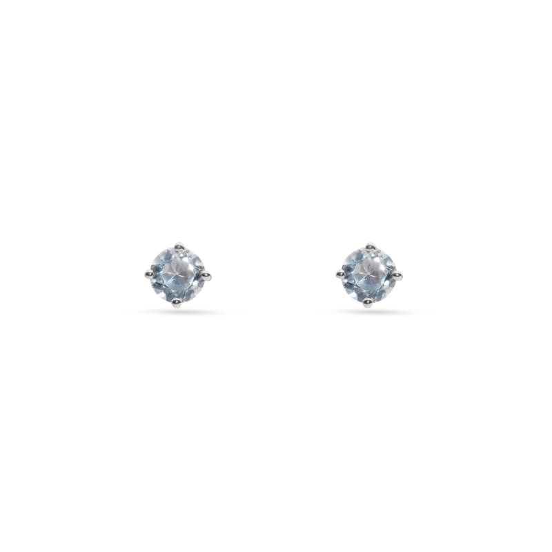 Floating Solitaire Aquamarine Stud Earrings in 14ct White Gold