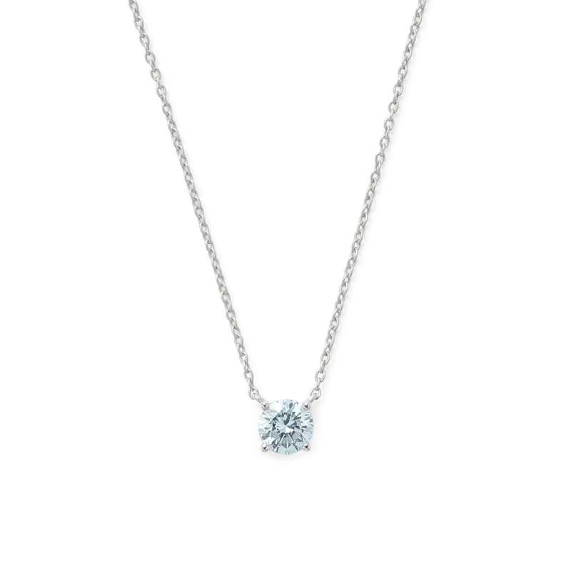 Floating Solitaire Aquamarine Necklace in 14ct White Gold