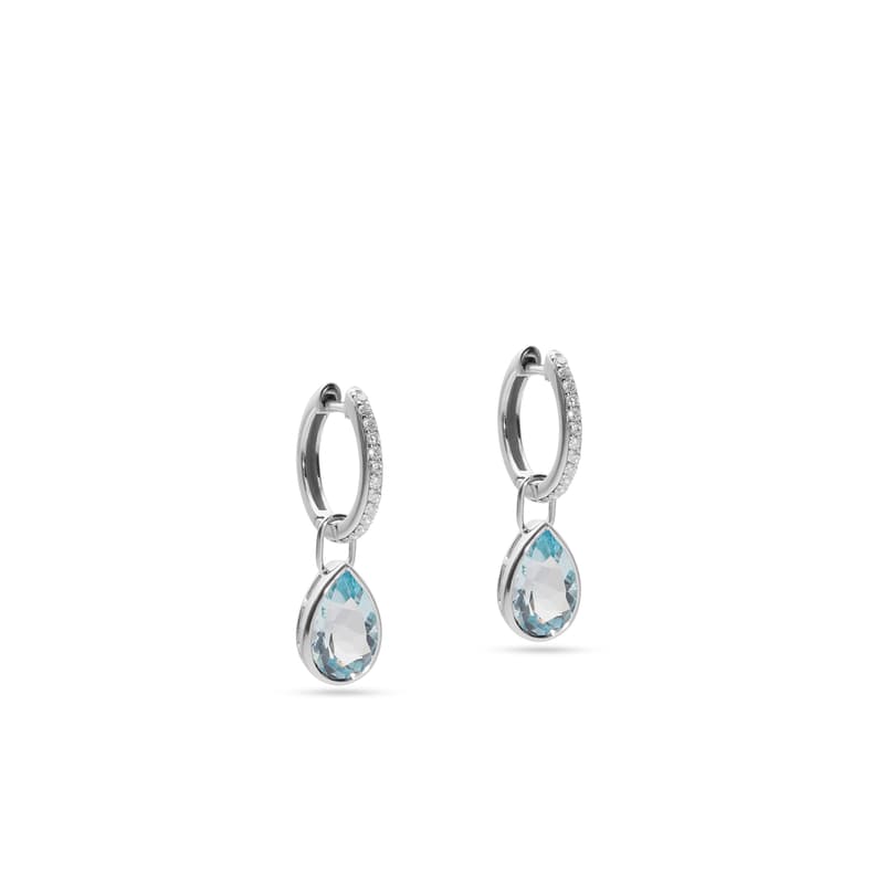 Drop Earrings in Aquamarine, Diamond & 14ct White Gold