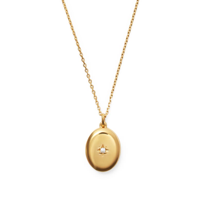 Oval Pearl Locket Necklace in 18ct Gold Vermeil
