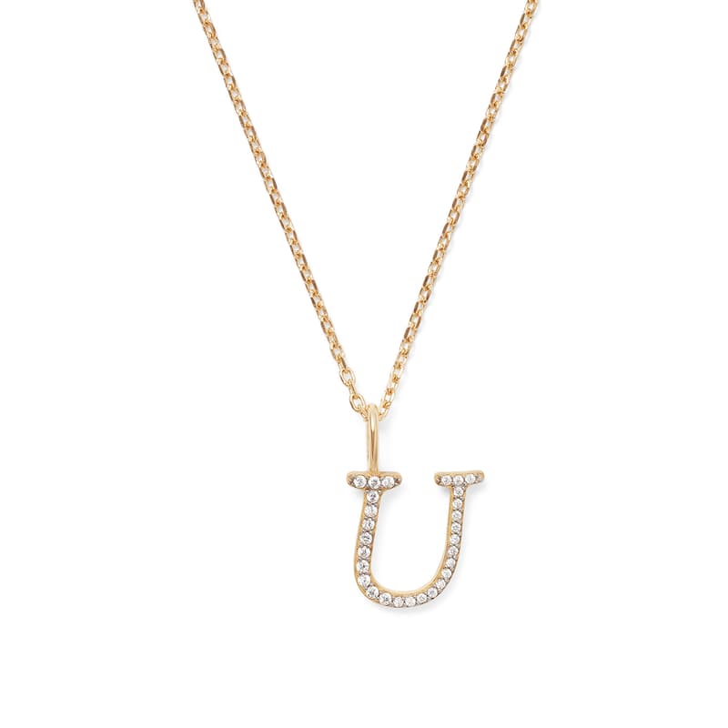Diamond Initial Necklace in 14ct Gold - Letter U
