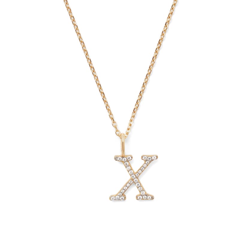 Diamond Initial Necklace in 14ct Gold - Letter X
