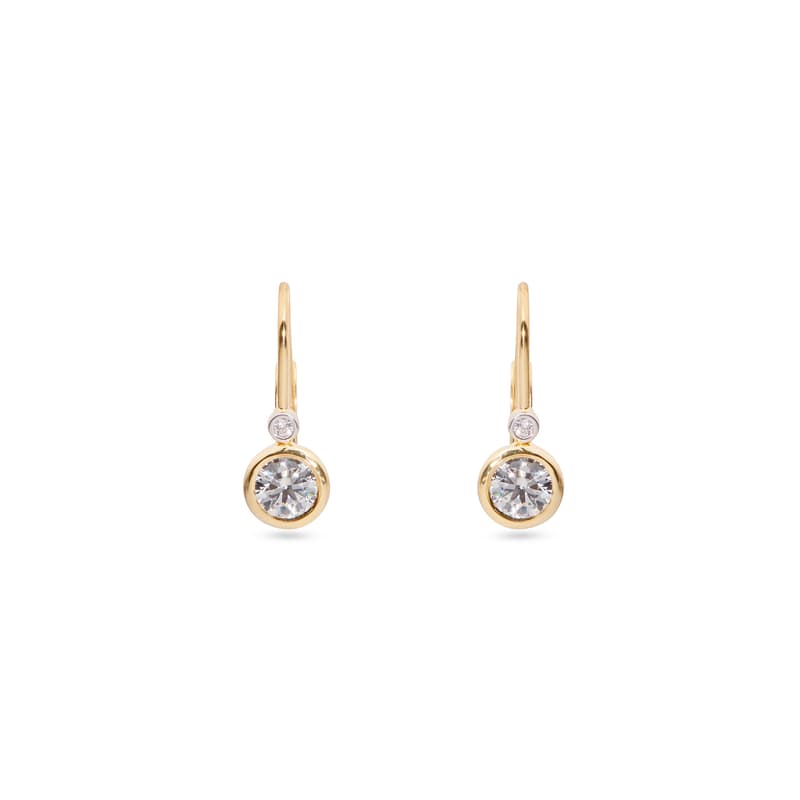 Diamond Earrings with White Sapphire in 14ct Gold