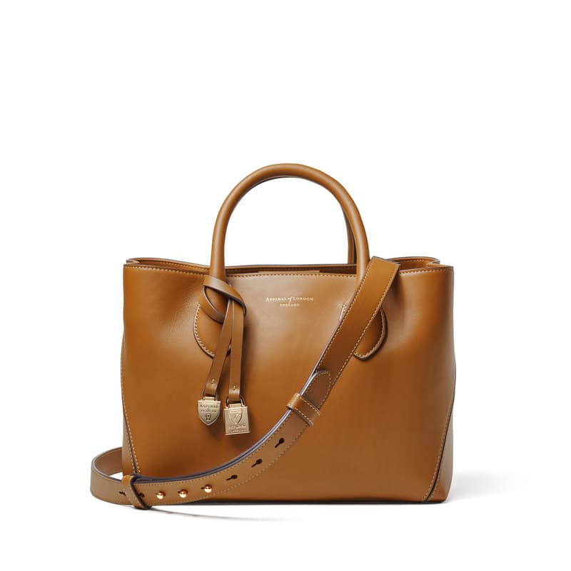 Midi London Tote in Smooth Tan with Engravable Charm