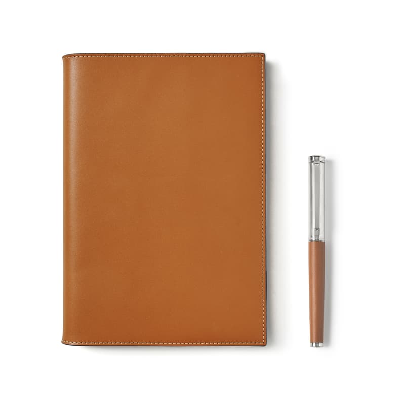 A5 Refillable Journal & Pen Set in Smooth Tan