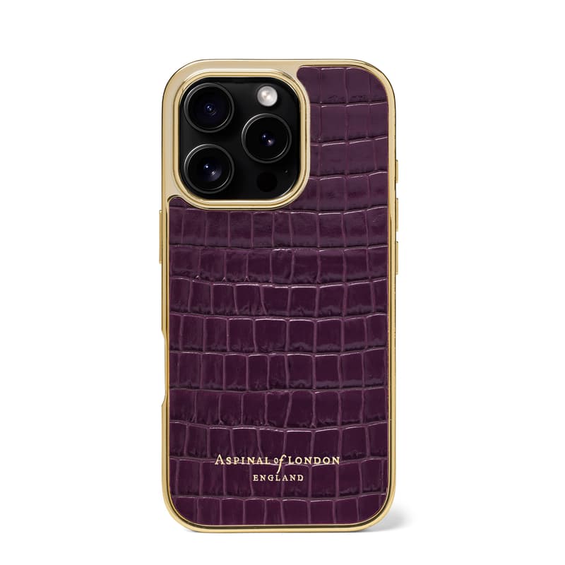 iPhone 16 Pro Case in Deep Shine Fig Small Croc