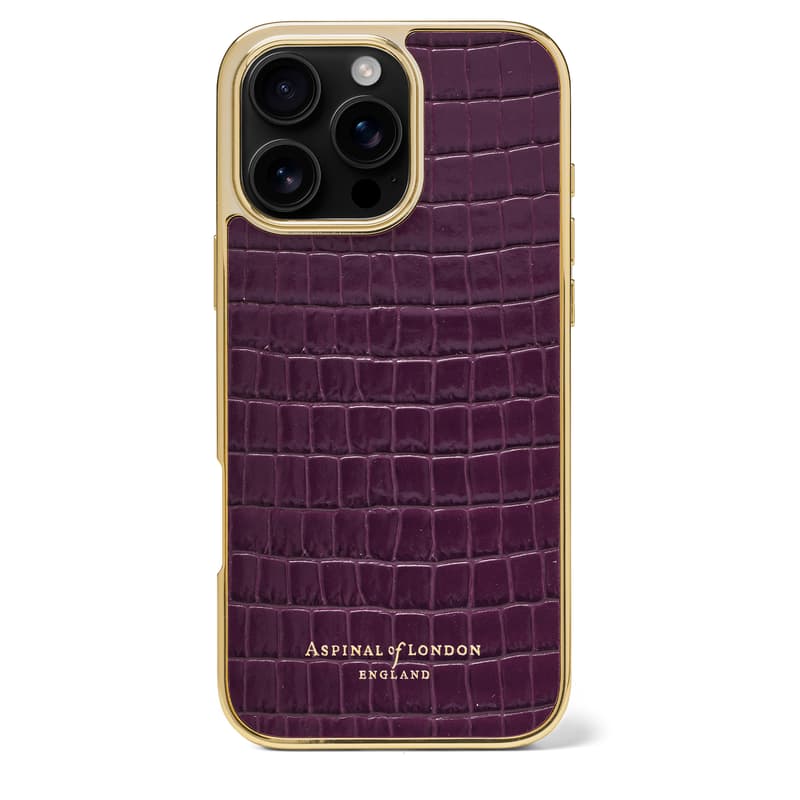 iPhone 16 Pro Max Case in Deep Shine Fig Small Croc