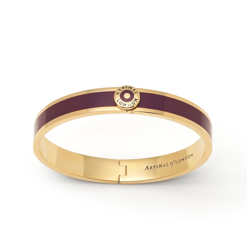 Enamel Bangle in Fig Enamel & 18ct Gold Plated