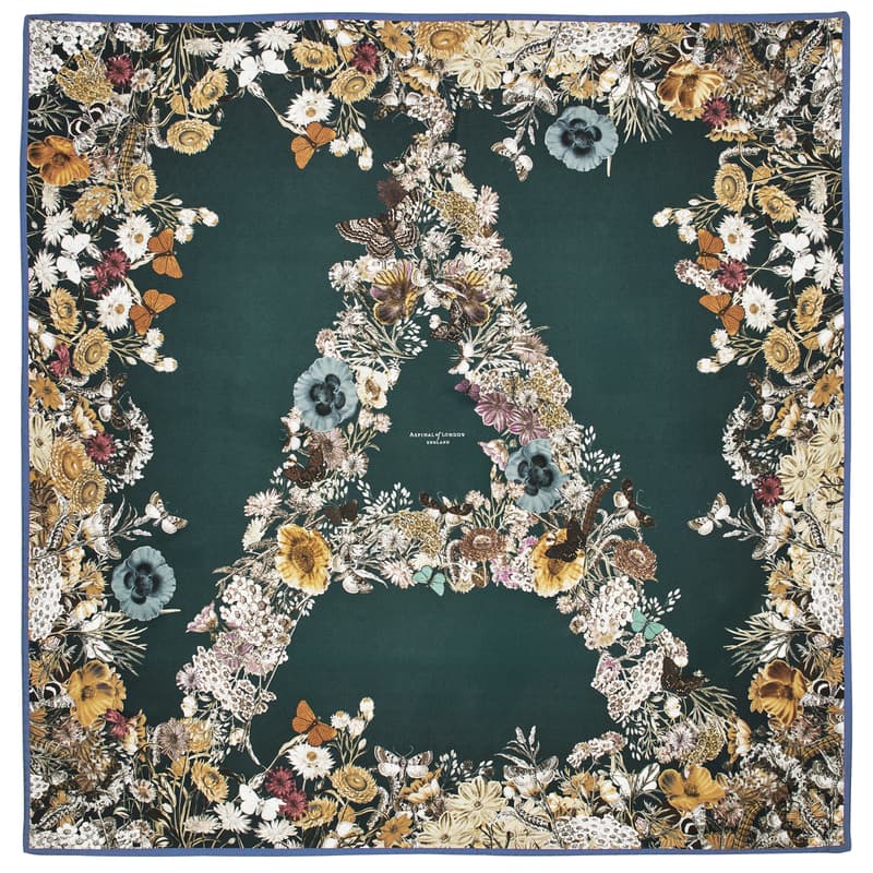 Ombre 'A' Floral Silk Scarf in Alpine Green Pure Silk