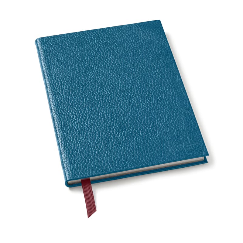 A5 Leather Bound Notebook in Topaz Pebble