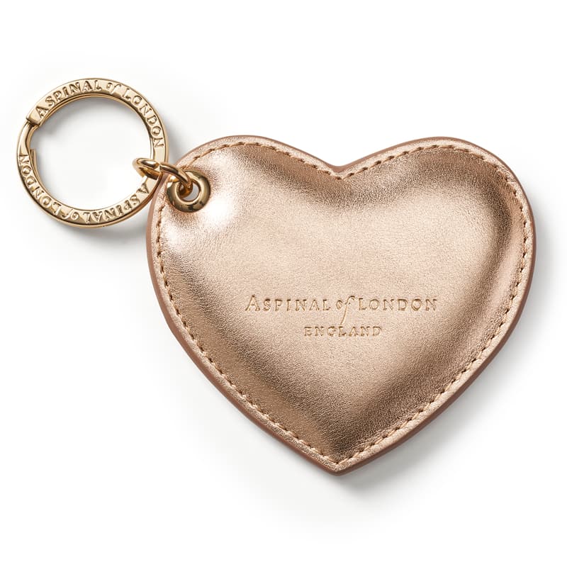 Heart Keyring in Smooth Metallic Champagne