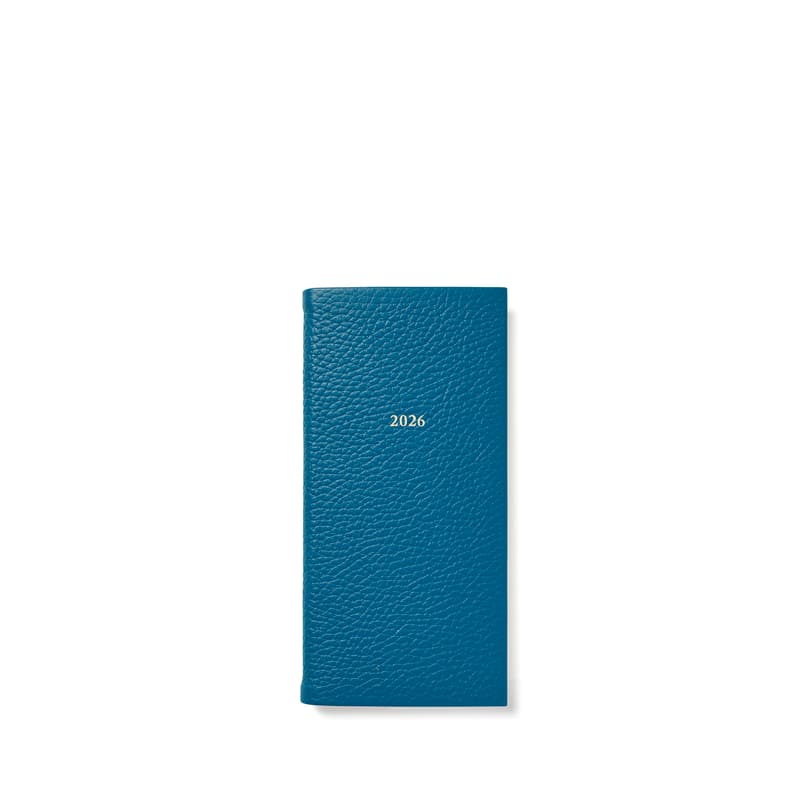 2026 Slim Pocket Leather Diary in Topaz Pebble