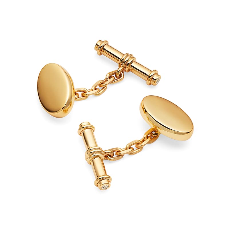 Bamboo Cufflinks in White Topaz & 18ct Gold Plated