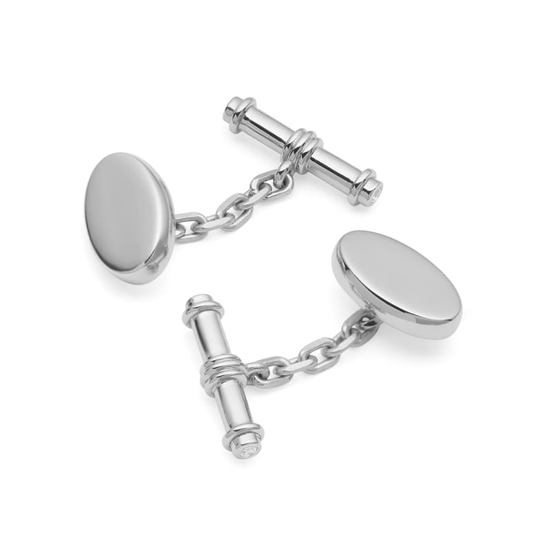Bamboo Cufflinks in White Topaz & Sterling Silver 925